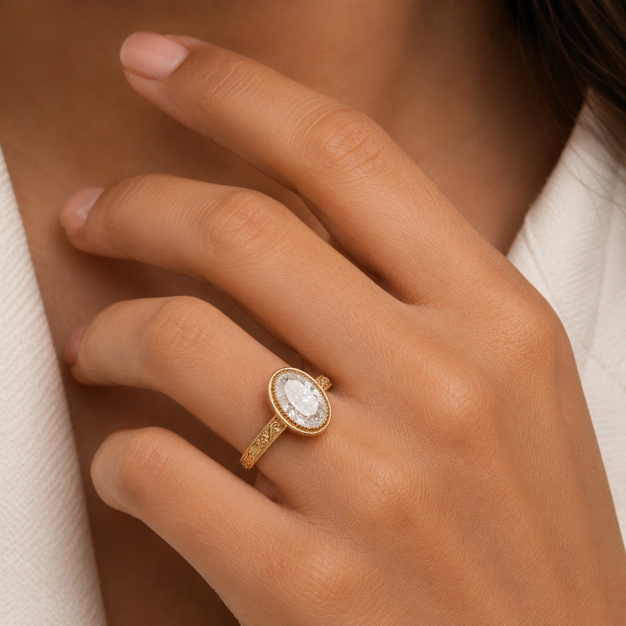 4 Ct. Lab-Grown Diamond Oval Cut Bezel Engagement Ring