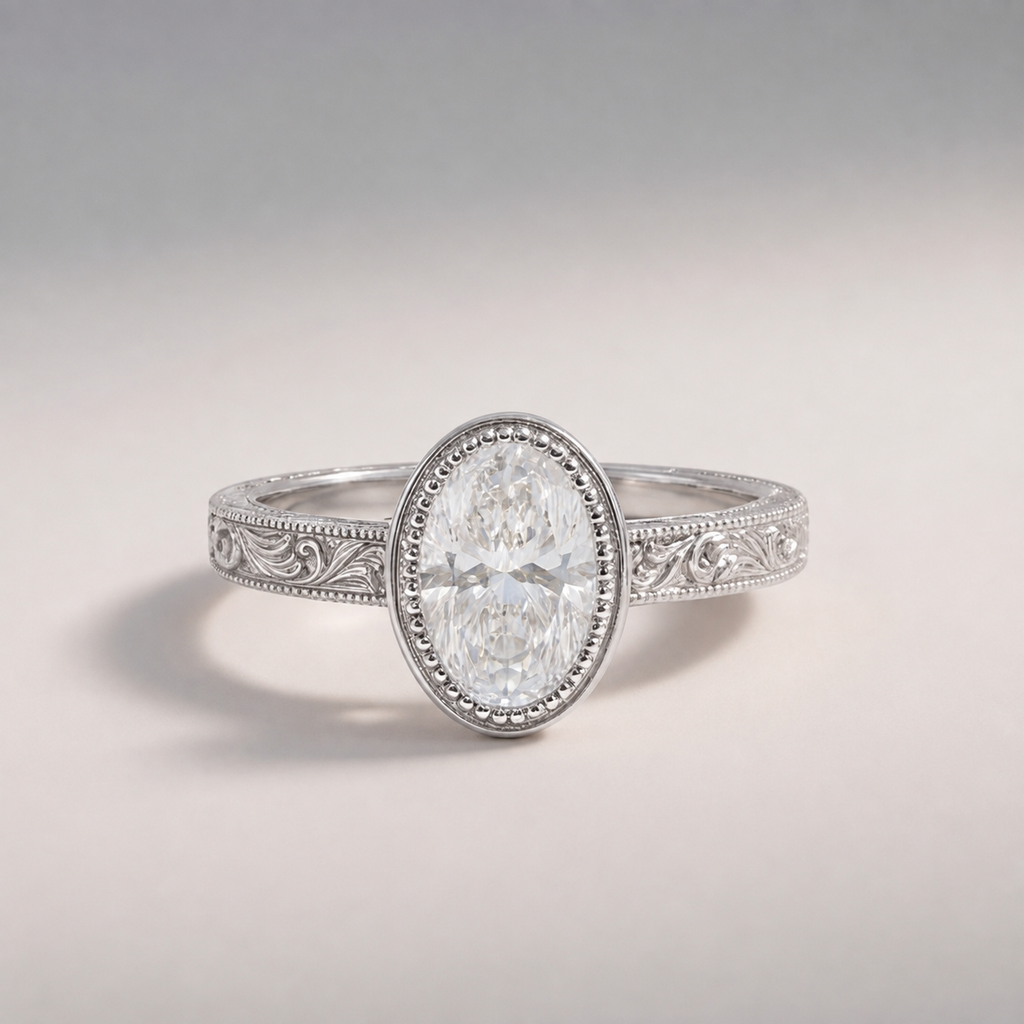 4 Ct. Lab-Grown Diamond Oval Cut Bezel Engagement Ring