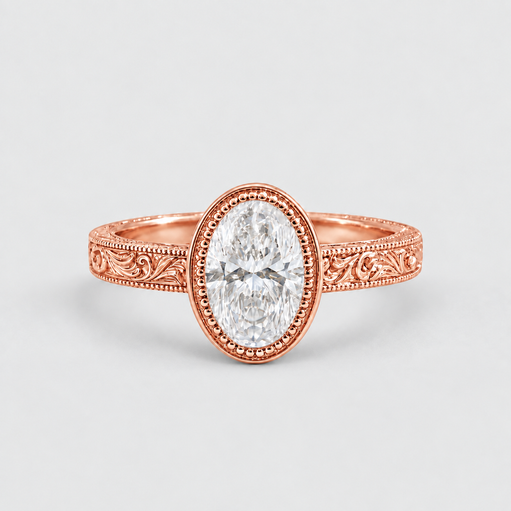 4 Ct. Lab-Grown Diamond Oval Cut Bezel Engagement Ring (VS-EF)