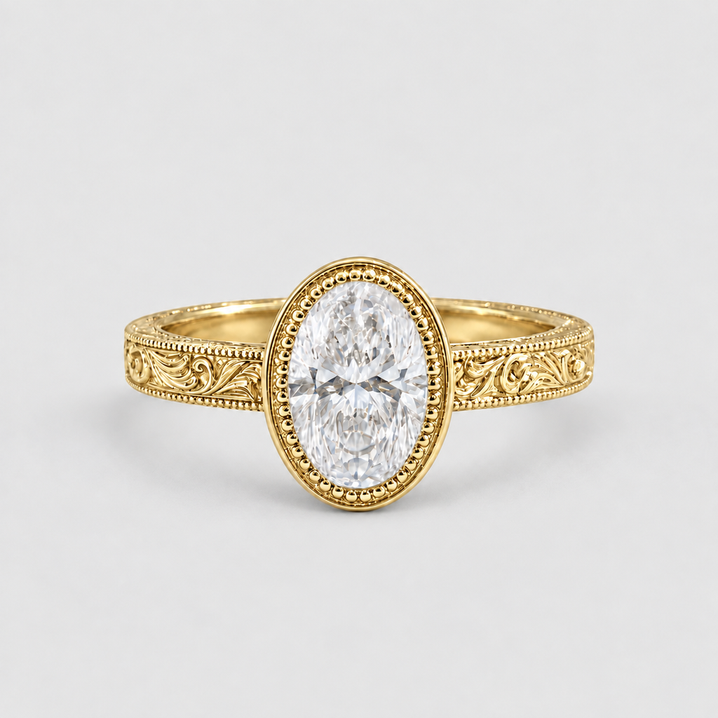 4 Ct. Lab-Grown Diamond Oval Cut Bezel Engagement Ring (VS-EF)