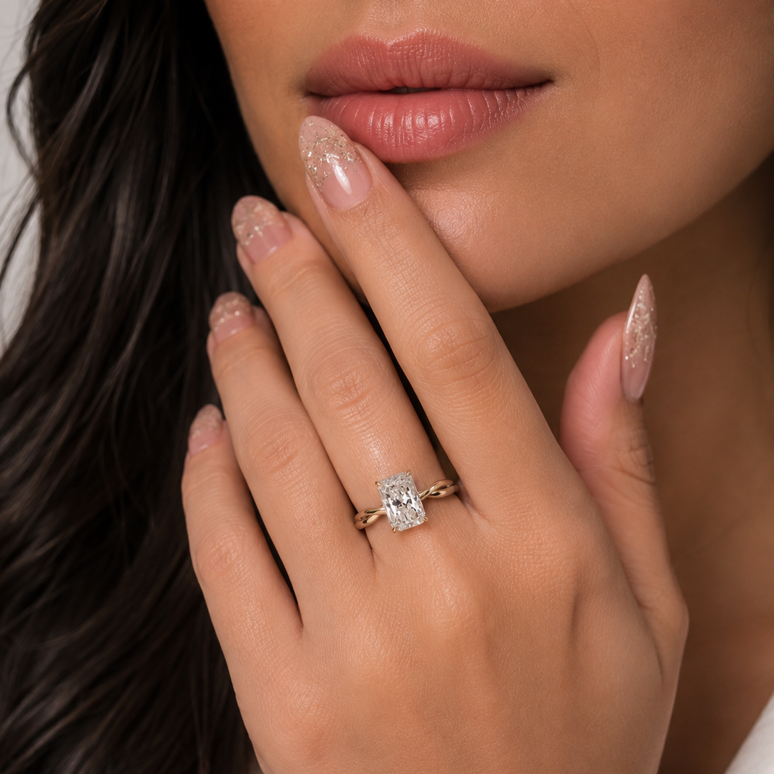 4 Ct. Lab-Grown Diamond Radiant Cut Twisted Solitaire Ring (VS-EF)