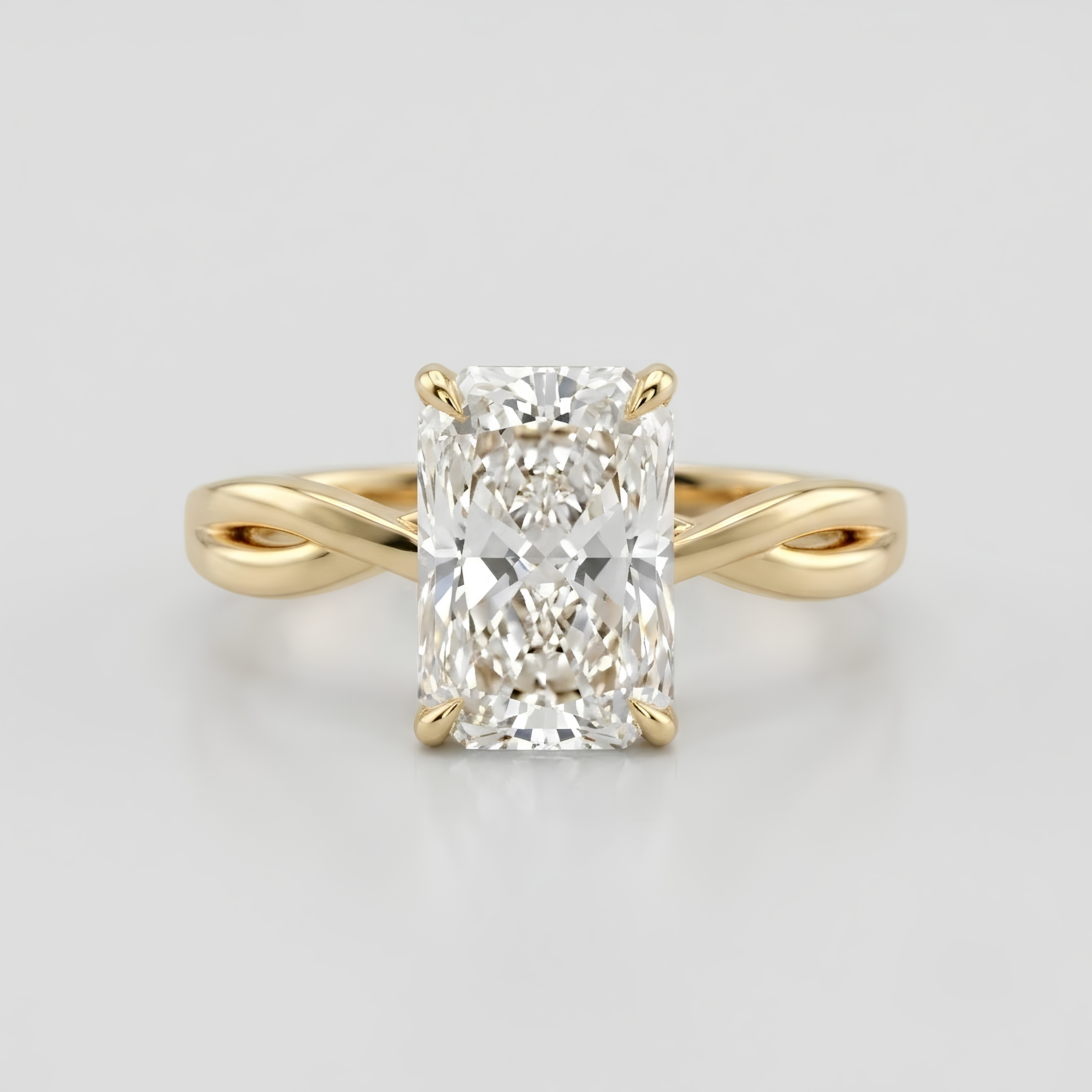 4 Ct. Lab-Grown Diamond Radiant Cut Twisted Solitaire Ring (VS-EF)