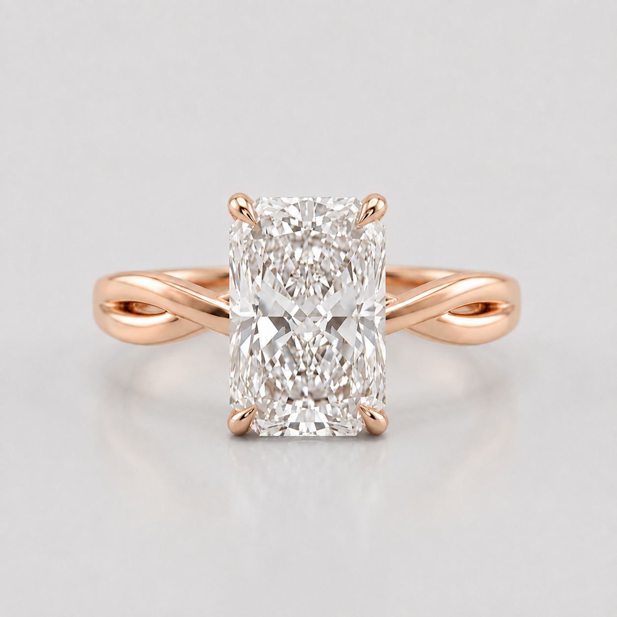 4 Ct. Lab-Grown Diamond Radiant Cut Twisted Solitaire Ring (VS-EF)