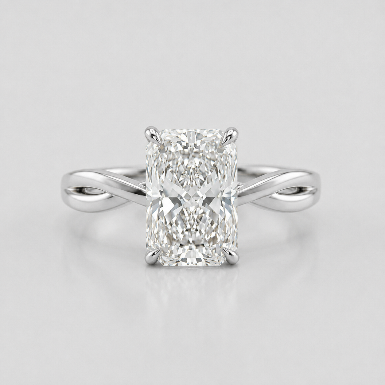 4 Ct. Lab-Grown Diamond Radiant Cut Twisted Solitaire Ring (VS-EF)