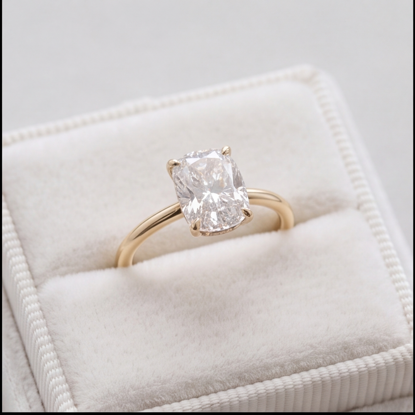1 Ct. Lab-Grown Diamond Cushion Cut Solitaire Ring Prong Setting (VS-EF)