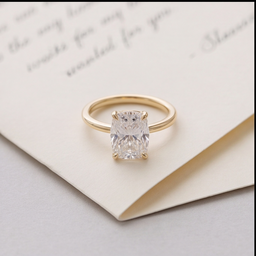 1 Ct. Lab-Grown Diamond Cushion Cut Solitaire Ring Prong Setting (VS-EF)