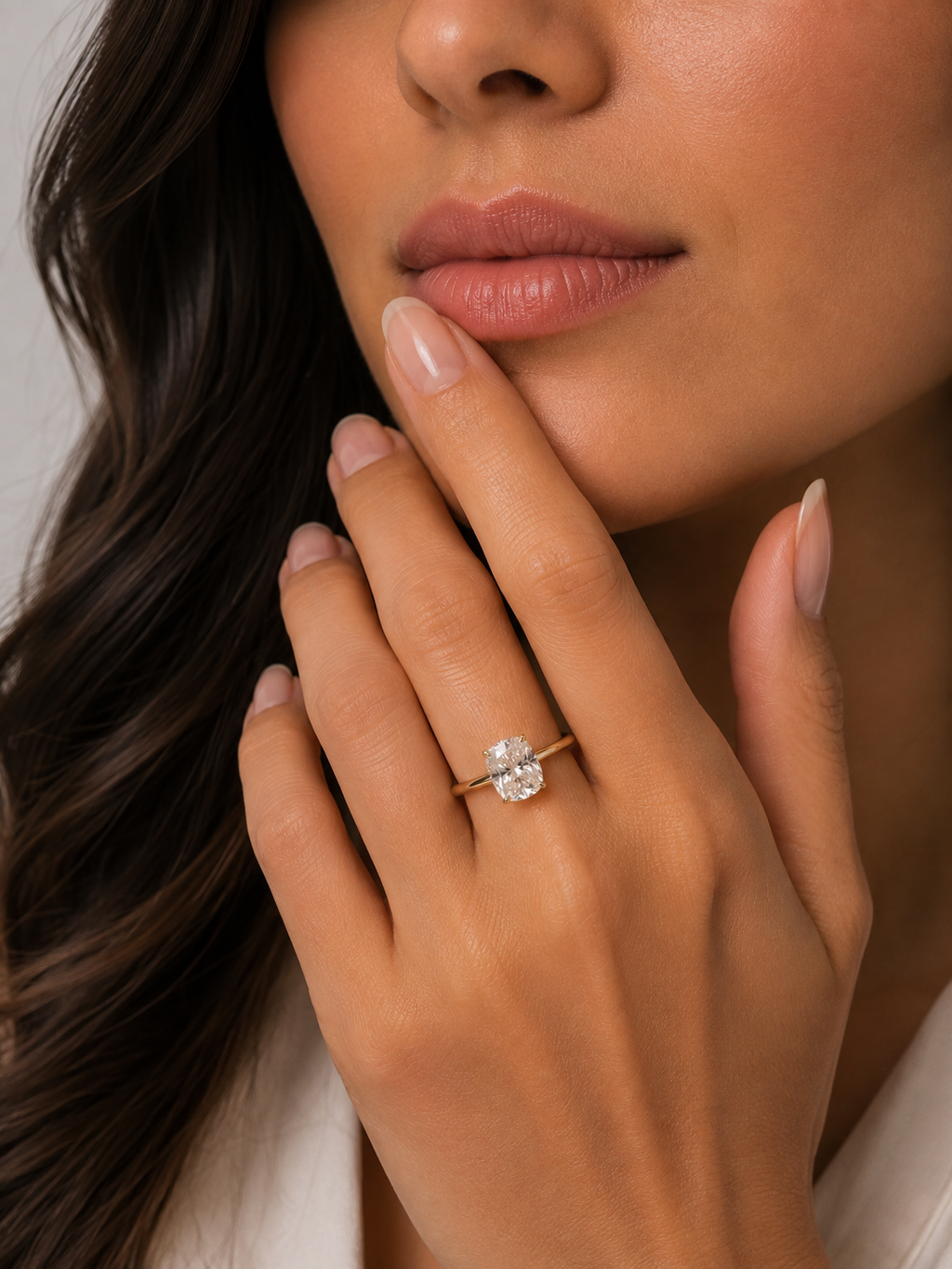 1 Ct. Lab-Grown Diamond Cushion Cut Solitaire Ring Prong Setting (VS-EF)