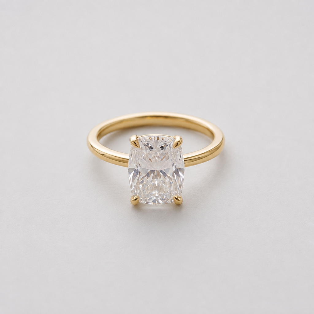 1 Ct. Lab-Grown Diamond Cushion Cut Solitaire Ring Prong Setting (VS-EF)