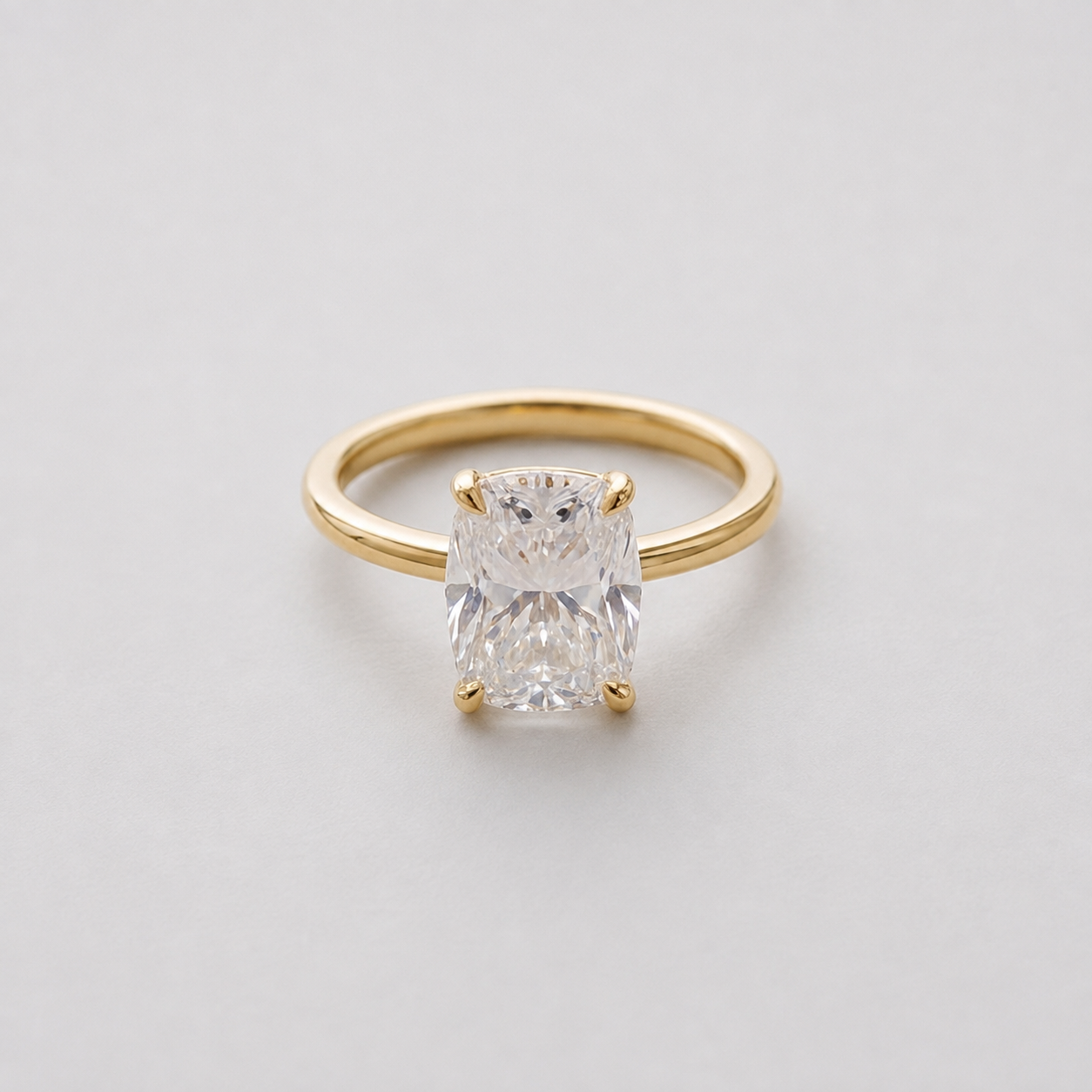 1 Ct. Lab-Grown Diamond Cushion Cut Solitaire Ring Prong Setting (VS-EF)