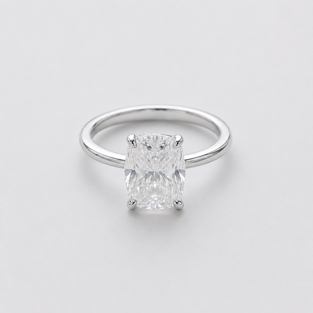 1 Ct. Lab-Grown Diamond Cushion Cut Solitaire Ring Prong Setting (VS-EF)