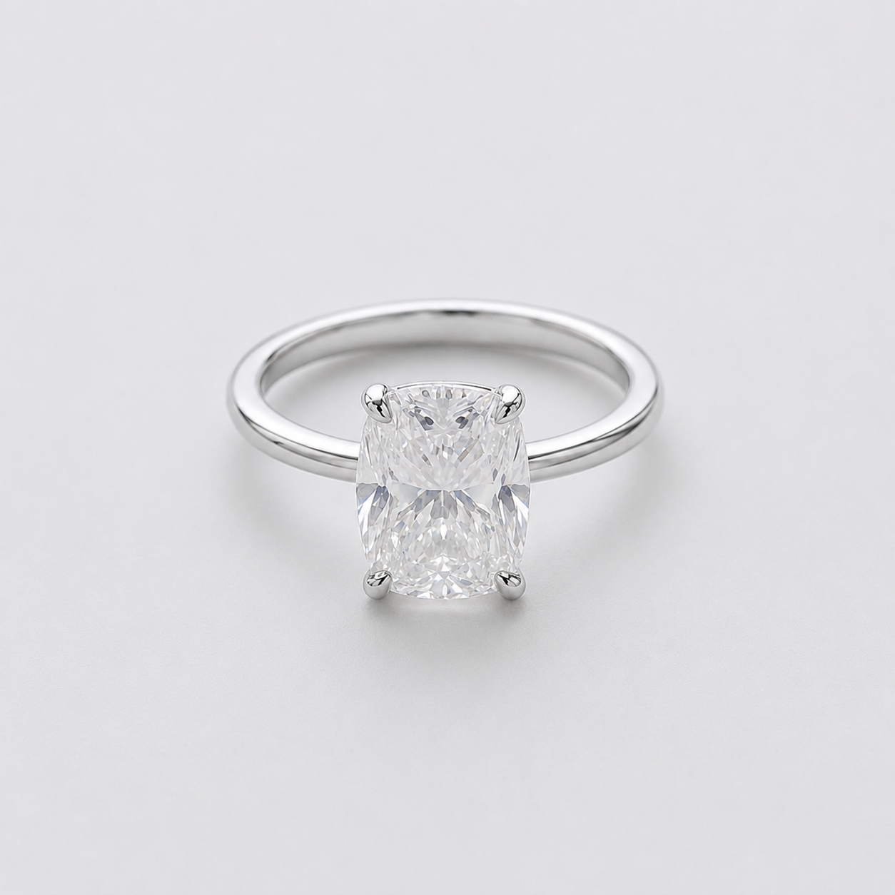 1 Ct. Lab-Grown Diamond Cushion Cut Solitaire Ring Prong Setting (VS-EF)