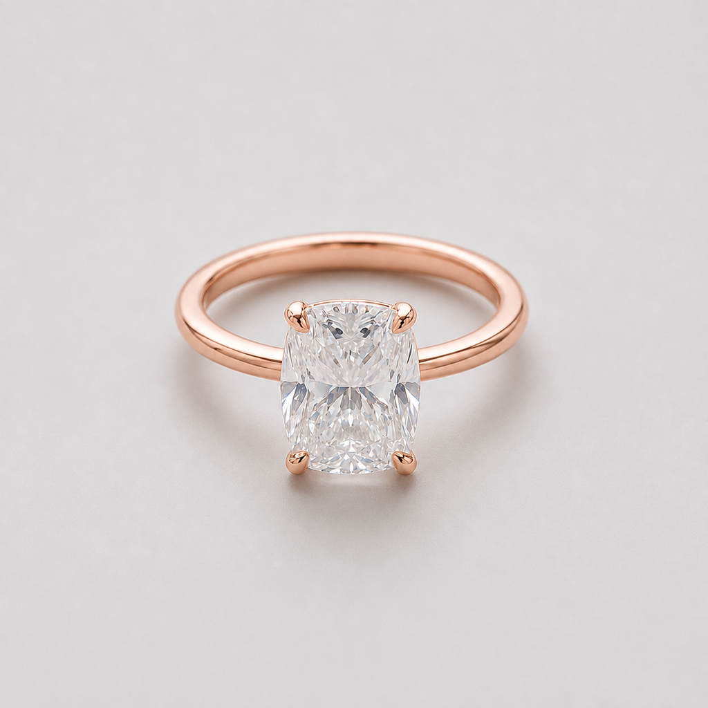 1 Ct. Lab-Grown Diamond Cushion Cut Solitaire Ring Prong Setting (VS-EF)