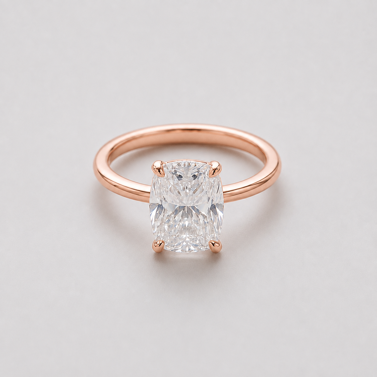 1 Ct. Lab-Grown Diamond Cushion Cut Solitaire Ring Prong Setting (VS-EF)