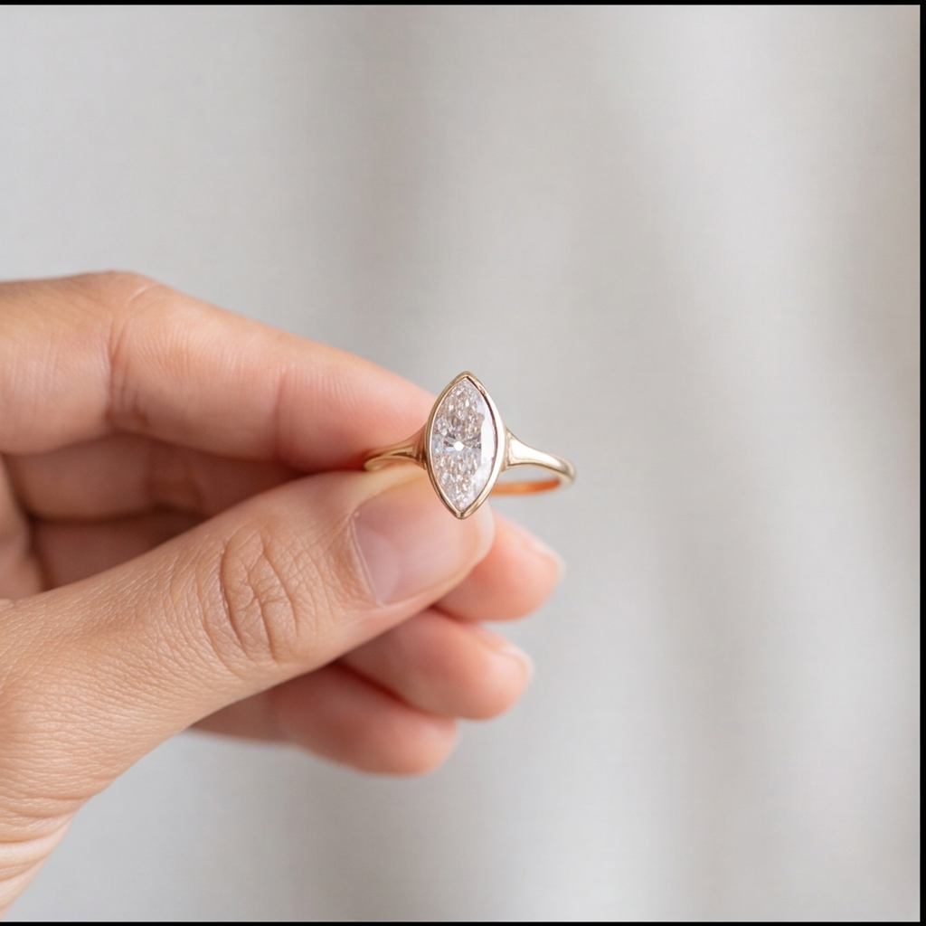 1 Ct. Lab-Grown Diamond Marquise Cut Solitaire Ring (VS-EF)