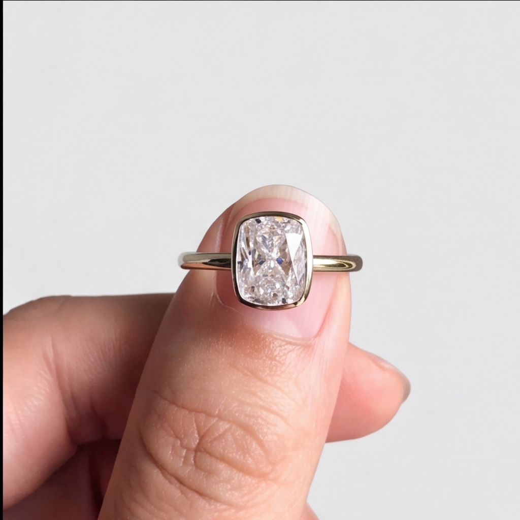 2 Ct. Lab-Grown Diamond Cushion Cut Solitaire Ring