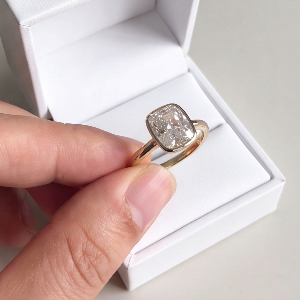 2 Ct. Lab-Grown Diamond Cushion Cut Solitaire Ring