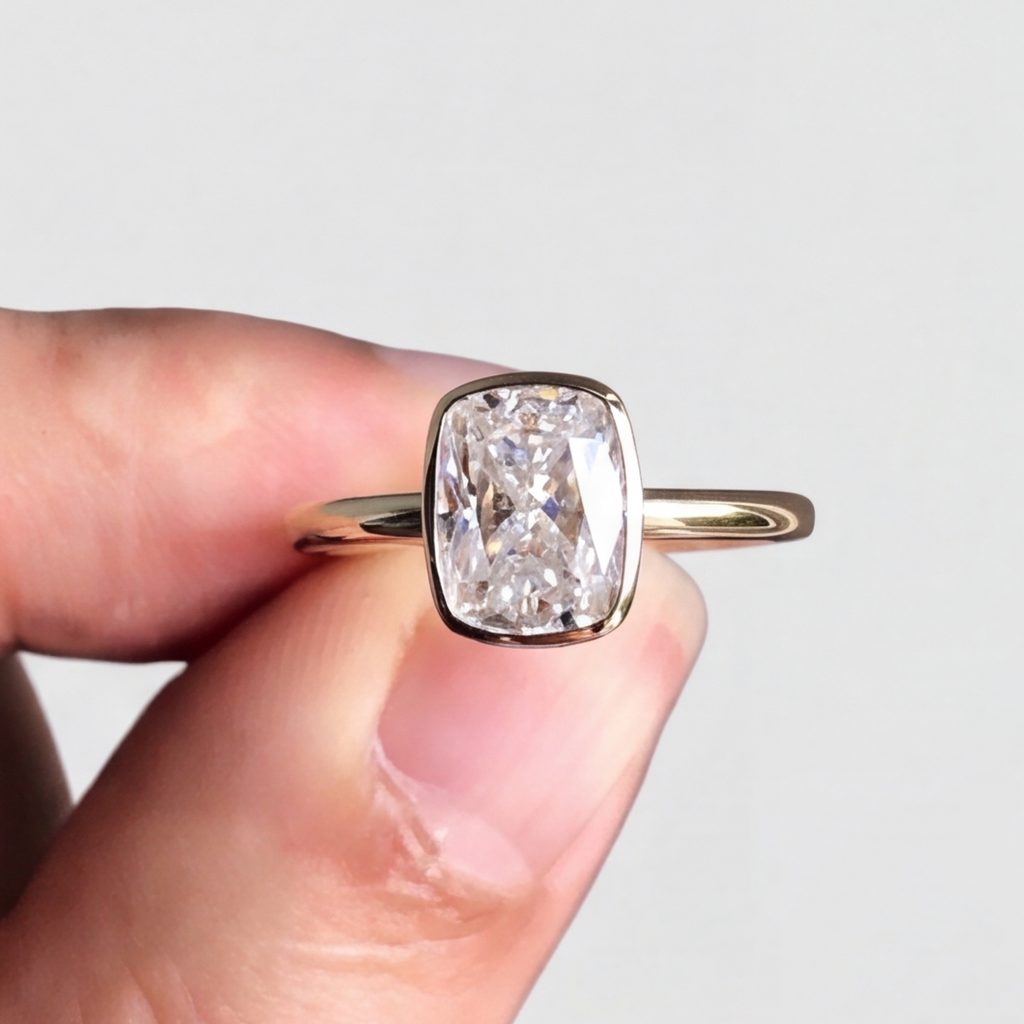2 Ct. Lab-Grown Diamond Cushion Cut Solitaire Ring