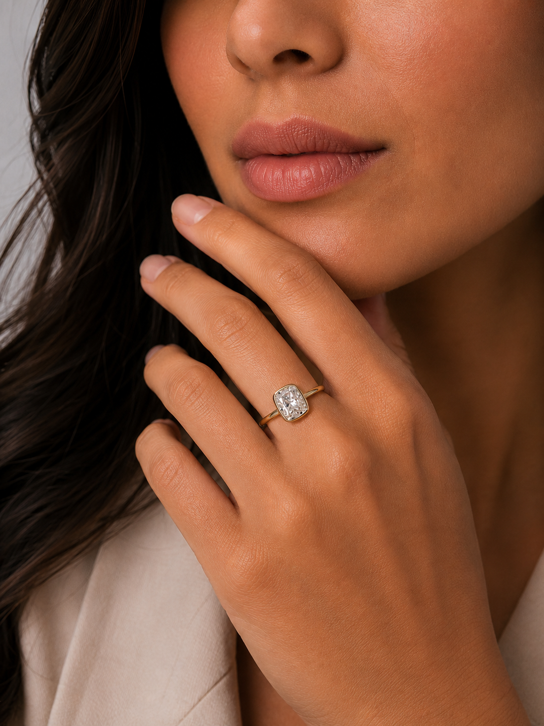 2 Ct. Lab-Grown Diamond Cushion Cut Solitaire Ring