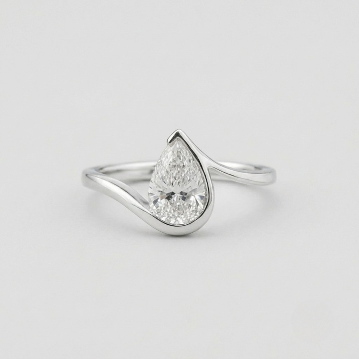 2 Ct. Lab-Grown Diamond Bezel Pear Cut Solitaire Ring (VS-EF)