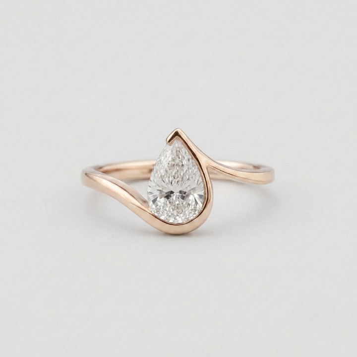 2 Ct. Lab-Grown Diamond Bezel Pear Cut Solitaire Ring (VS-EF)
