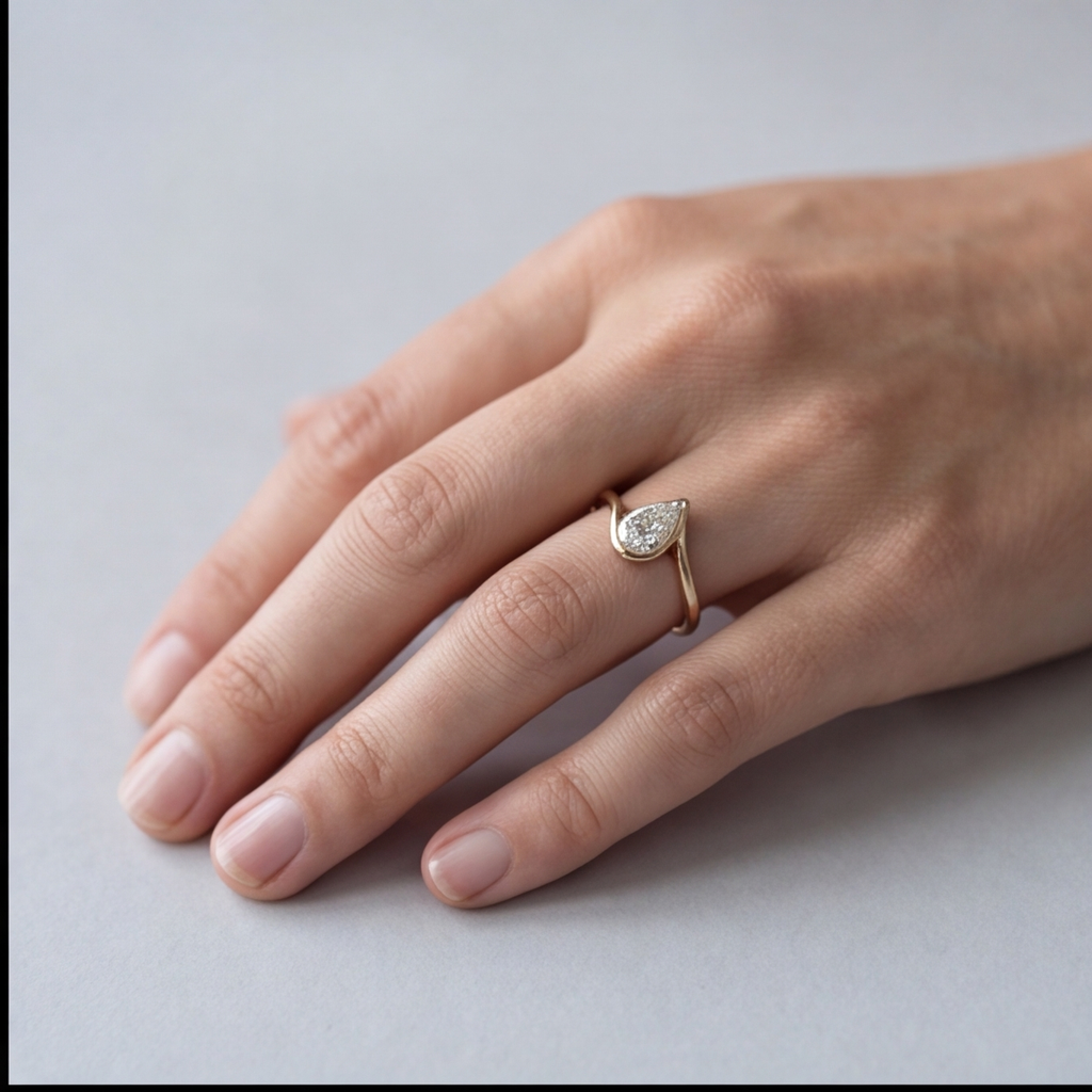 1 Ct. Lab-Grown Diamond Bezel Pear Cut Solitaire Ring (VS-EF)