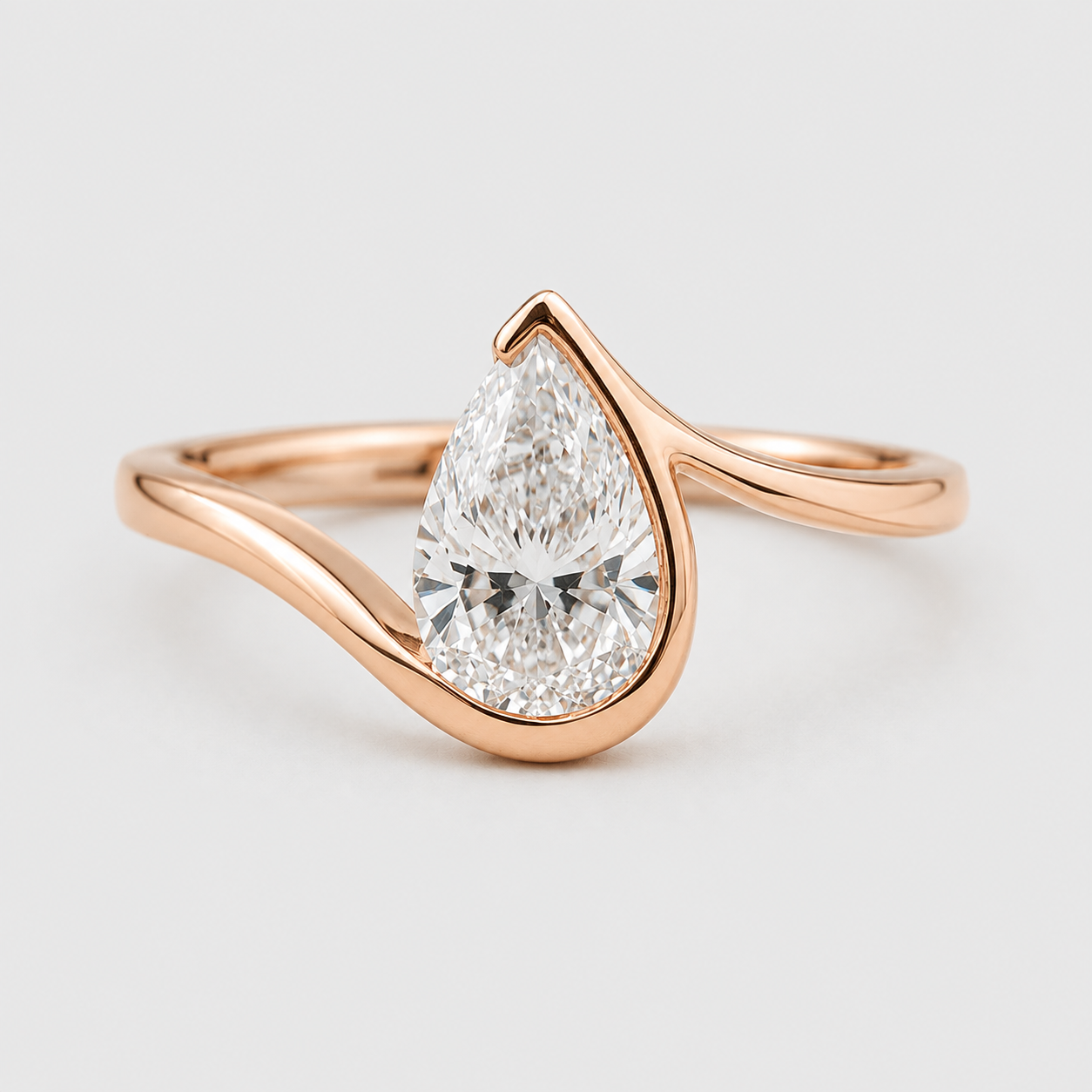1 Ct. Lab-Grown Diamond Bezel Pear Cut Solitaire Ring (VS-EF)