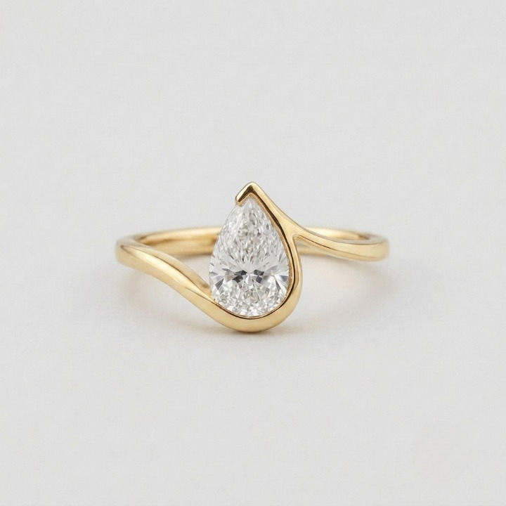 2 Ct. Lab-Grown Diamond Bezel Pear Cut Solitaire Ring (VS-EF)