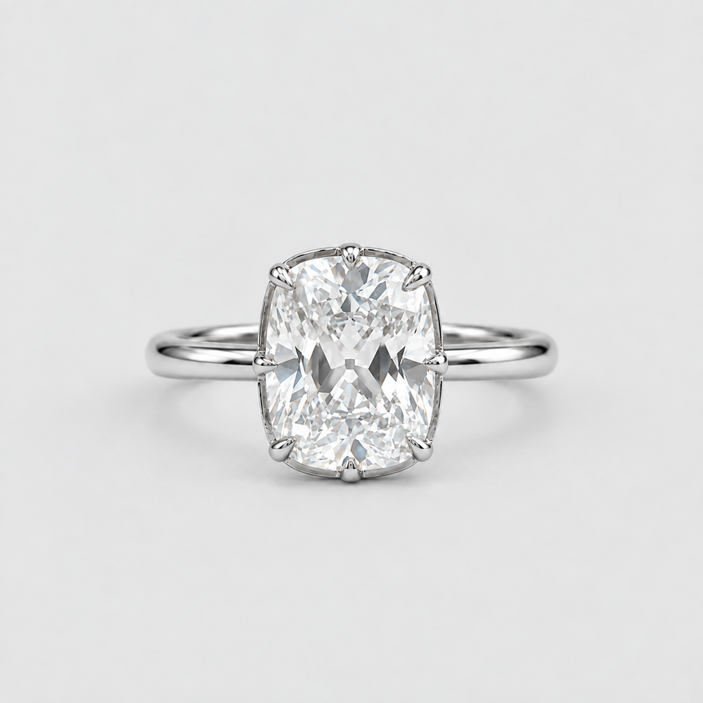 3 Ct. Lab-Grown Diamond Cushion Cut Solitaire Ring (VS-EF)