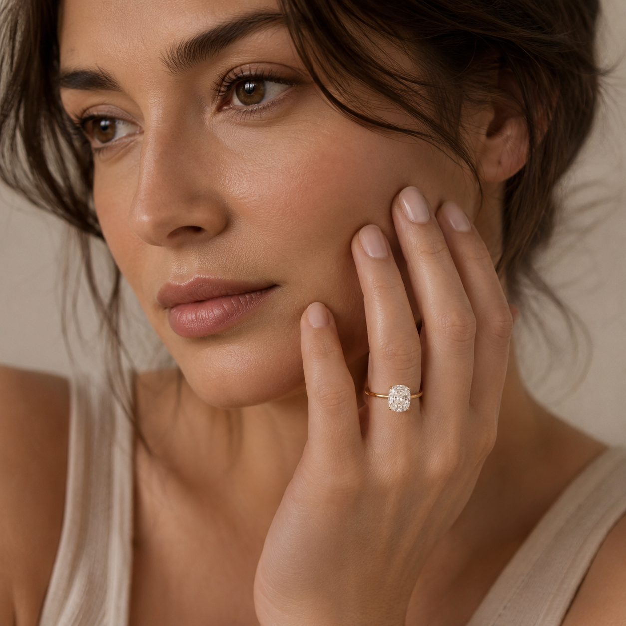 1 Ct. Lab-Grown Diamond Cushion Cut Solitaire Ring (EF-VS)