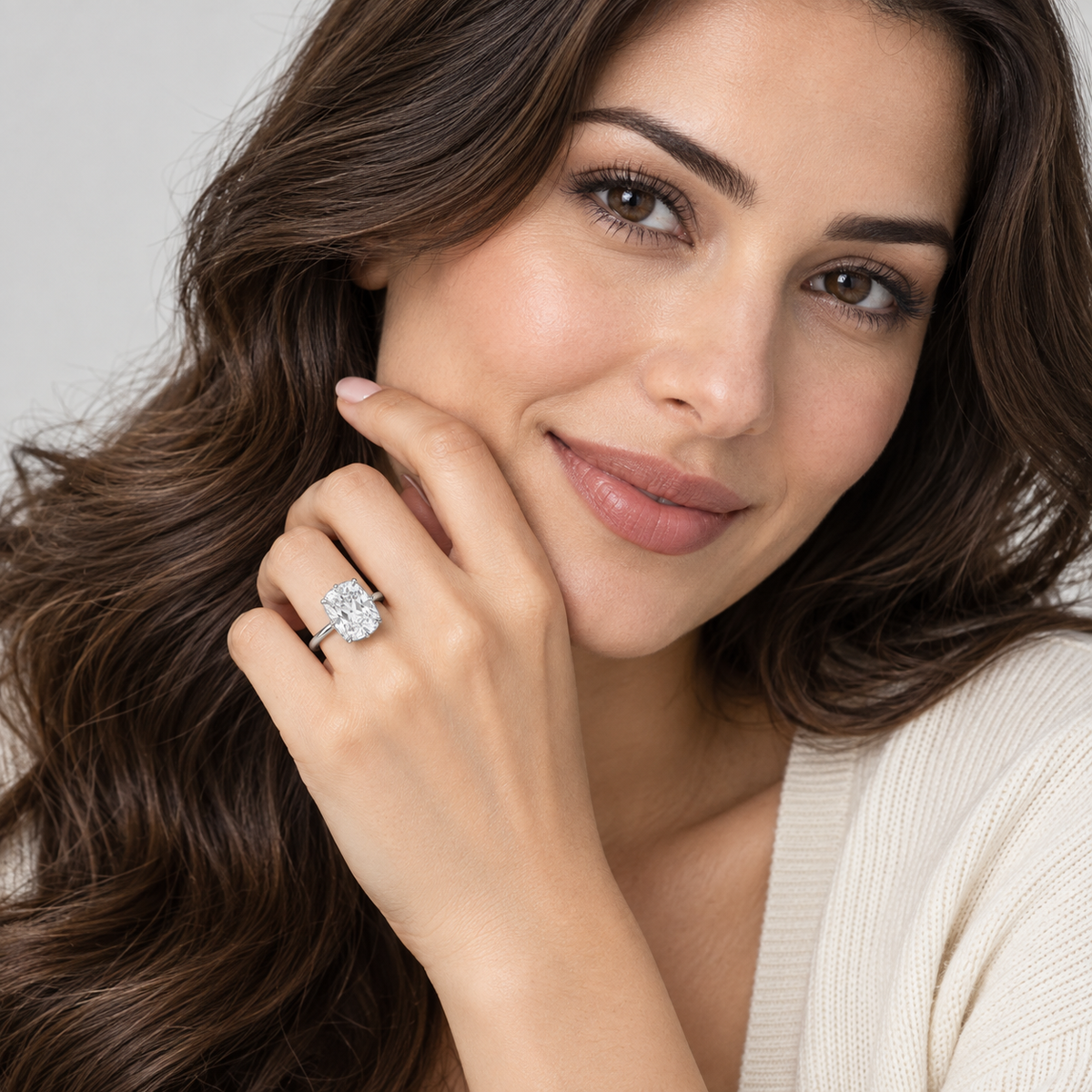 3 Ct. Lab-Grown Diamond Cushion Cut Solitaire Ring (VS-EF)