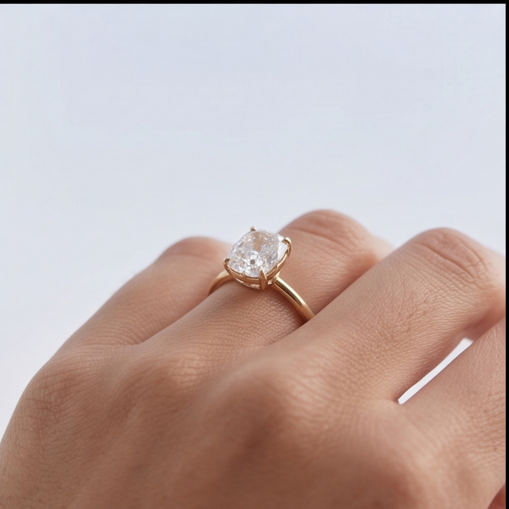 1 Ct. Lab-Grown Diamond Cushion Cut Solitaire Ring (EF-VS)
