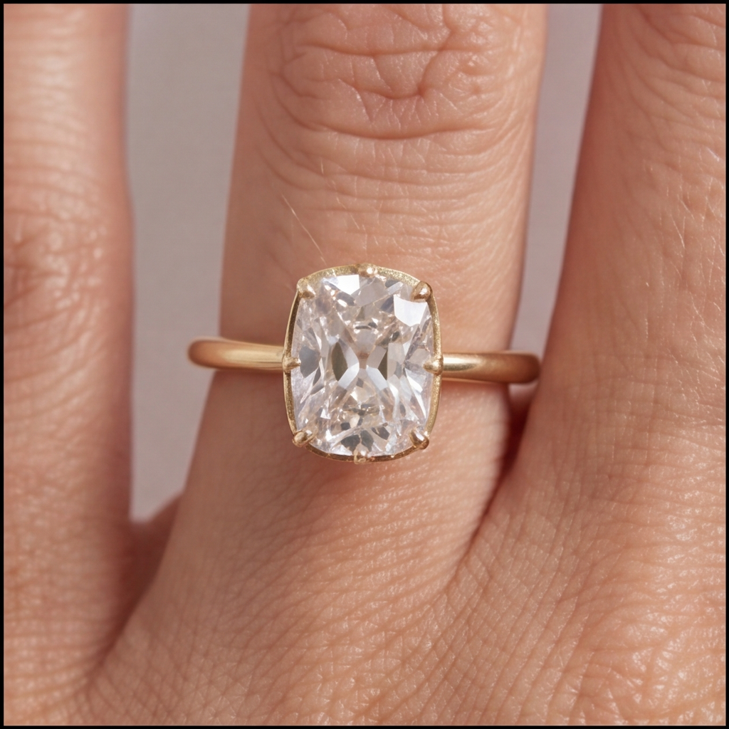 1 Ct. Lab-Grown Diamond Cushion Cut Solitaire Ring (EF-VS)