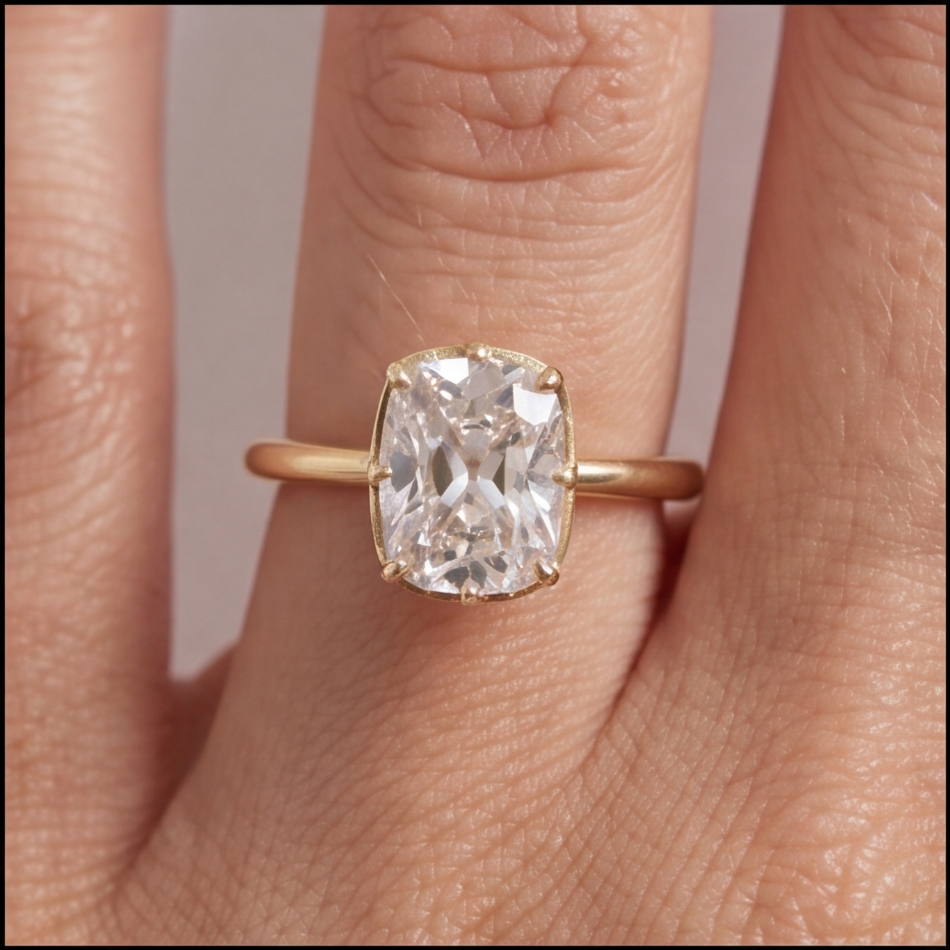 1 Ct. Lab-Grown Diamond Cushion Cut Solitaire Ring (EF-VS)