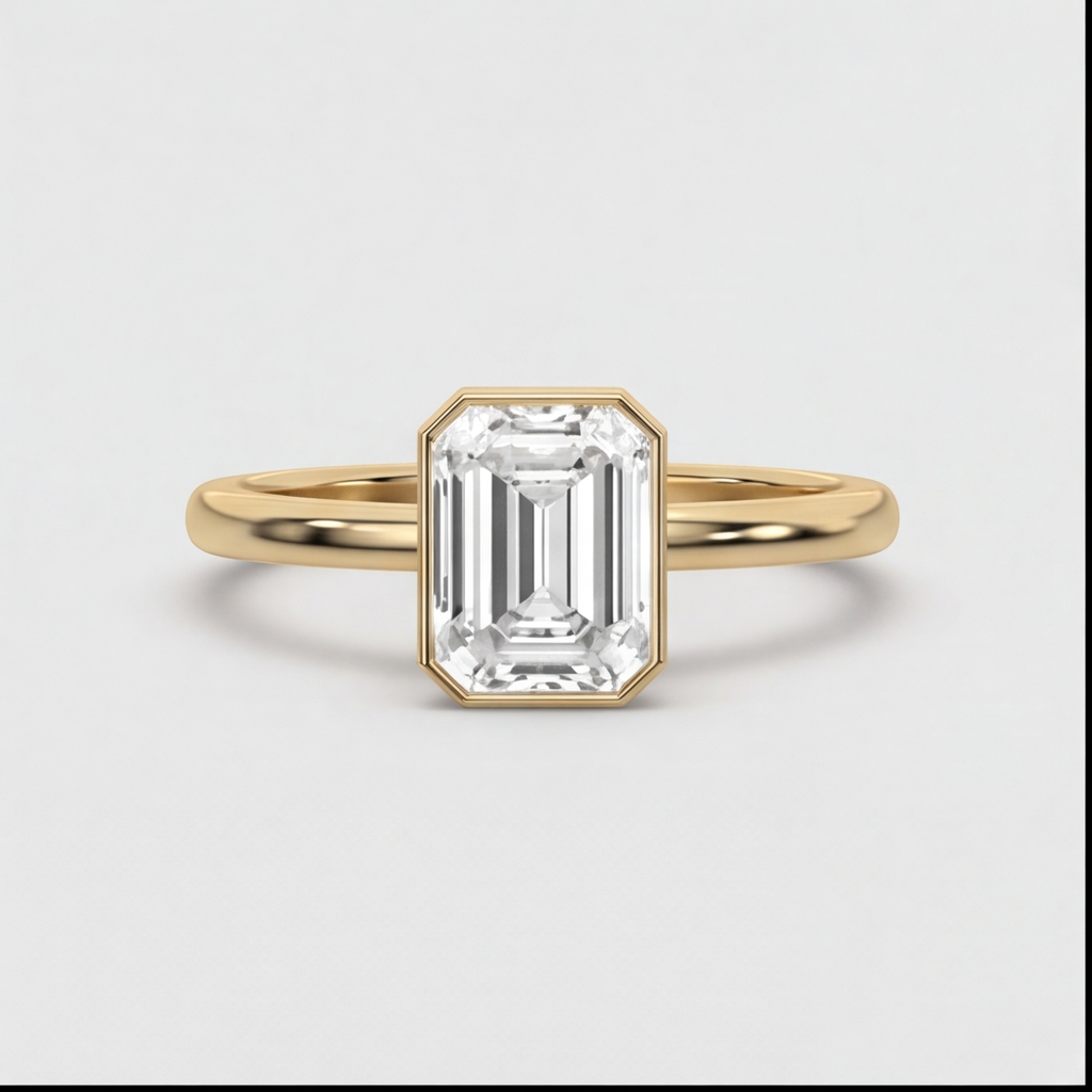 3 Ct. Lab-Grown Diamond Emerald Cut Bezel Solitaire Ring (EF-VS)