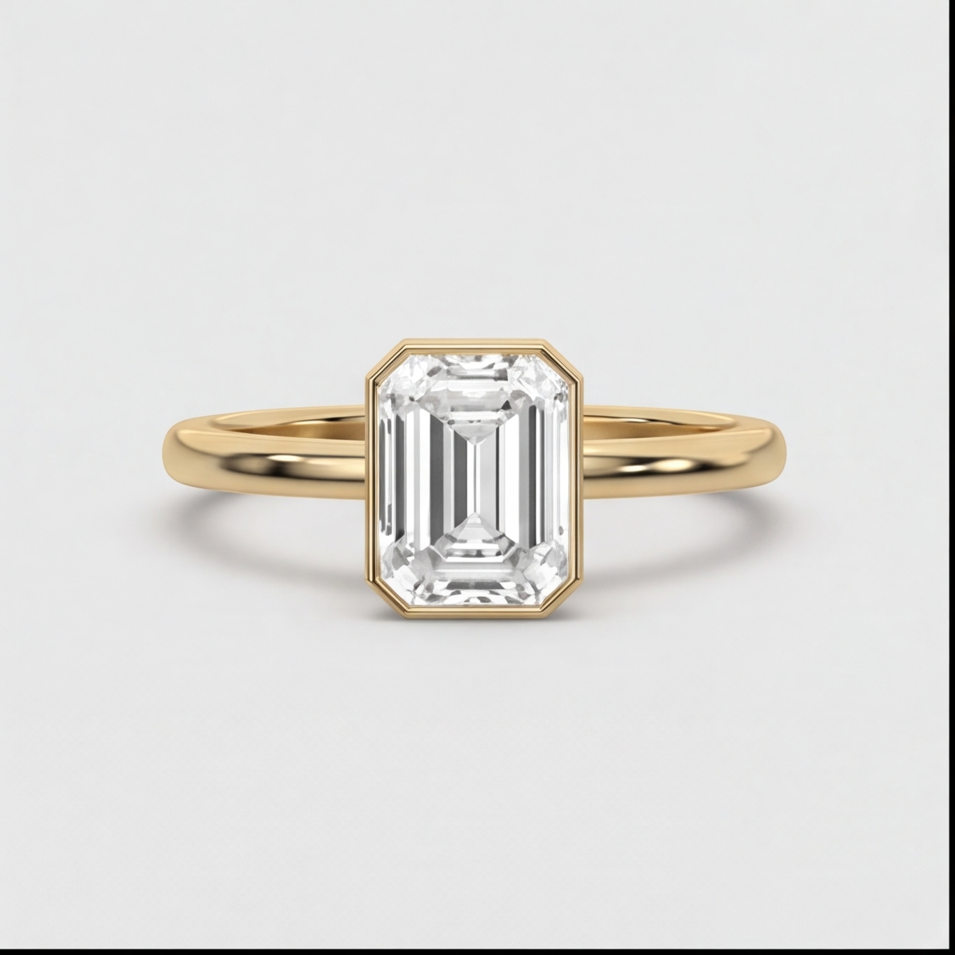 3 Ct. Lab-Grown Diamond Emerald Cut Bezel Solitaire Ring (EF-VS)