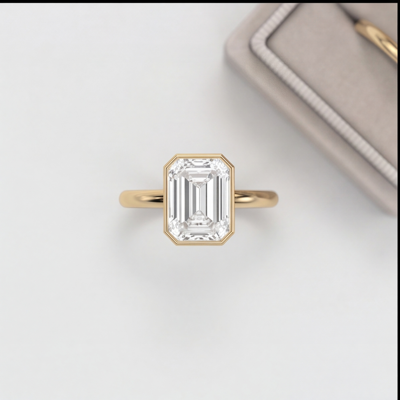 3 Ct. Lab-Grown Diamond Emerald Cut Bezel Solitaire Ring (EF-VS)