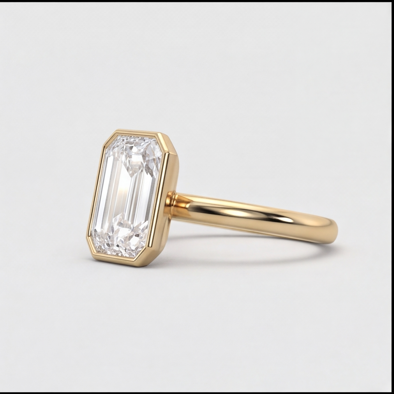 3 Ct. Lab-Grown Diamond Emerald Cut Bezel Solitaire Ring (EF-VS)