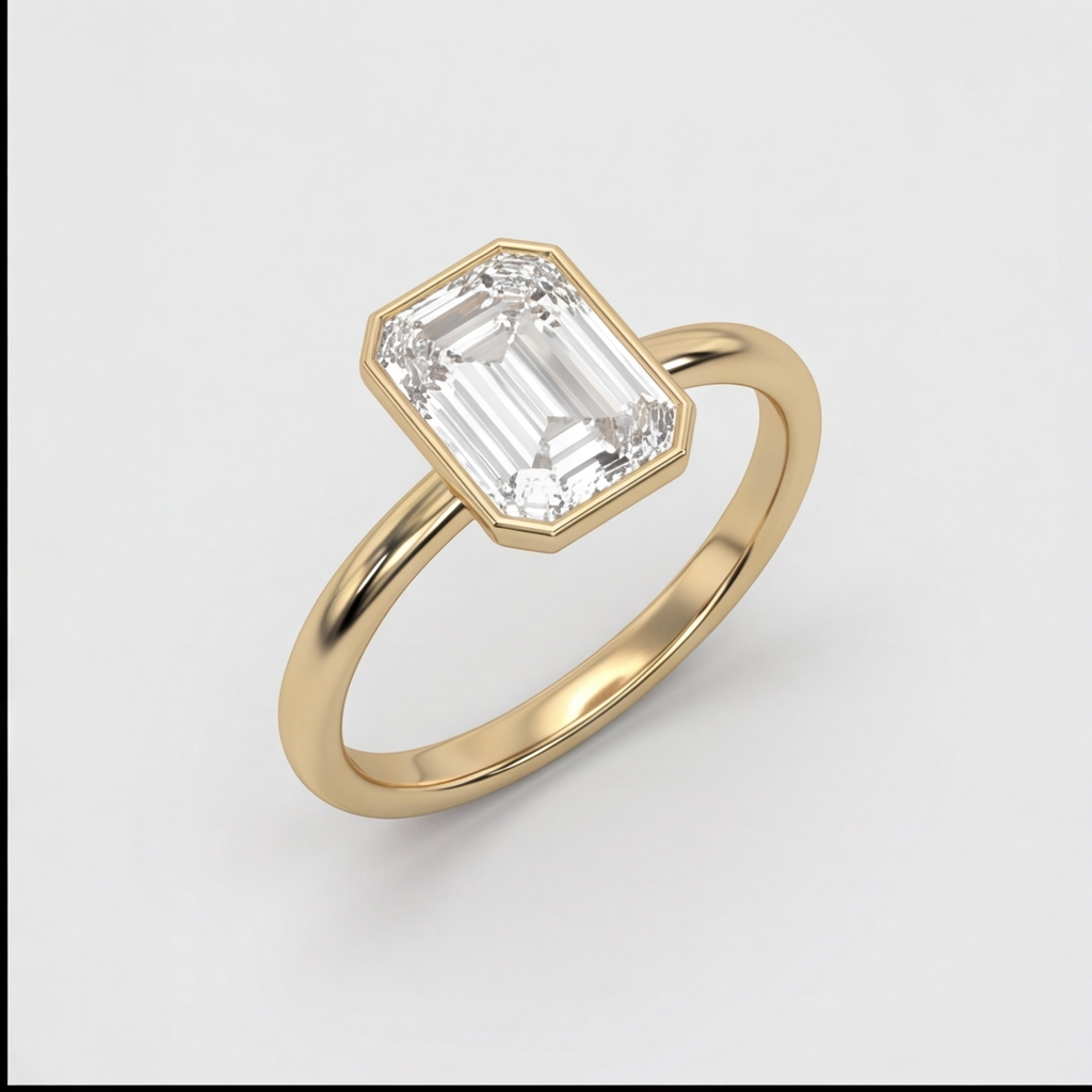 3 Ct. Lab-Grown Diamond Emerald Cut Bezel Solitaire Ring (EF-VS)