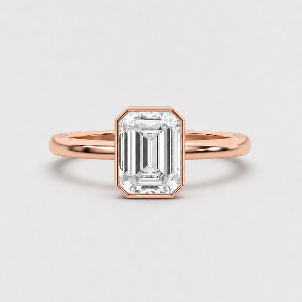 3 Ct. Lab-Grown Diamond Emerald Cut Bezel Solitaire Ring (EF-VS)