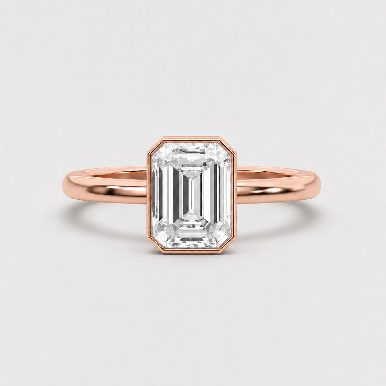 3 Ct. Lab-Grown Diamond Emerald Cut Bezel Solitaire Ring (EF-VS)
