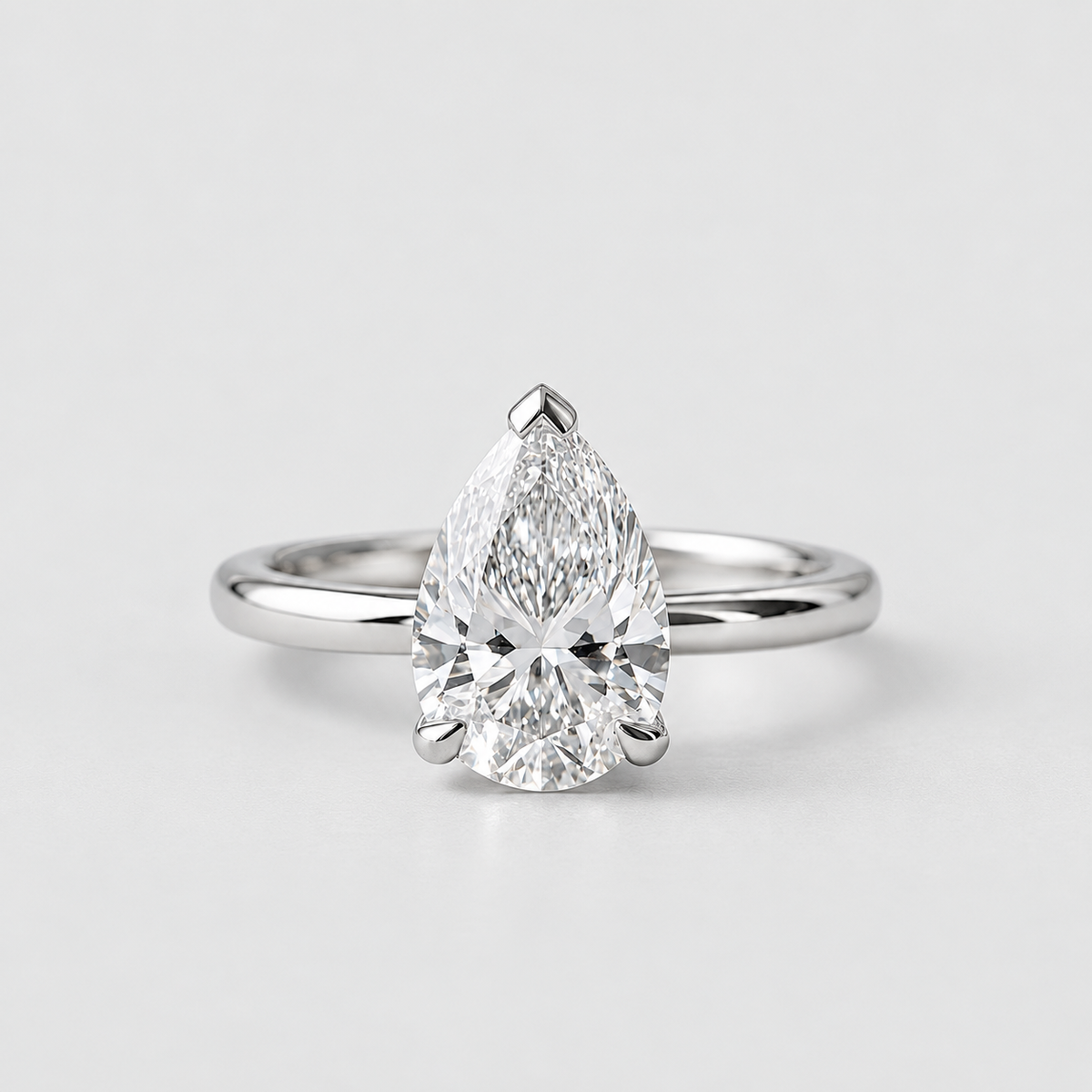 2 Ct. Lab-Grown Diamond Pear Cut Solitaire Engagement Ring (VS-EF)