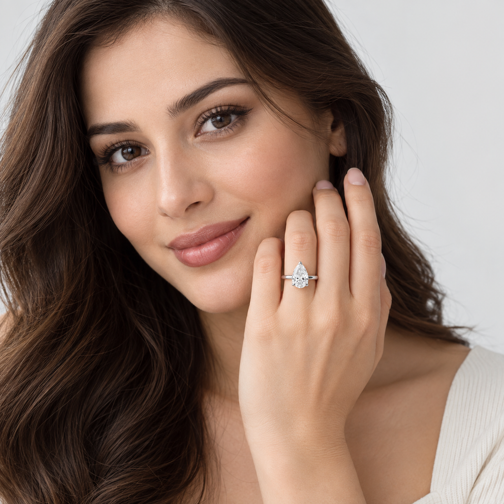 2 Ct. Lab-Grown Diamond Pear Cut Solitaire Engagement Ring (VS-EF)