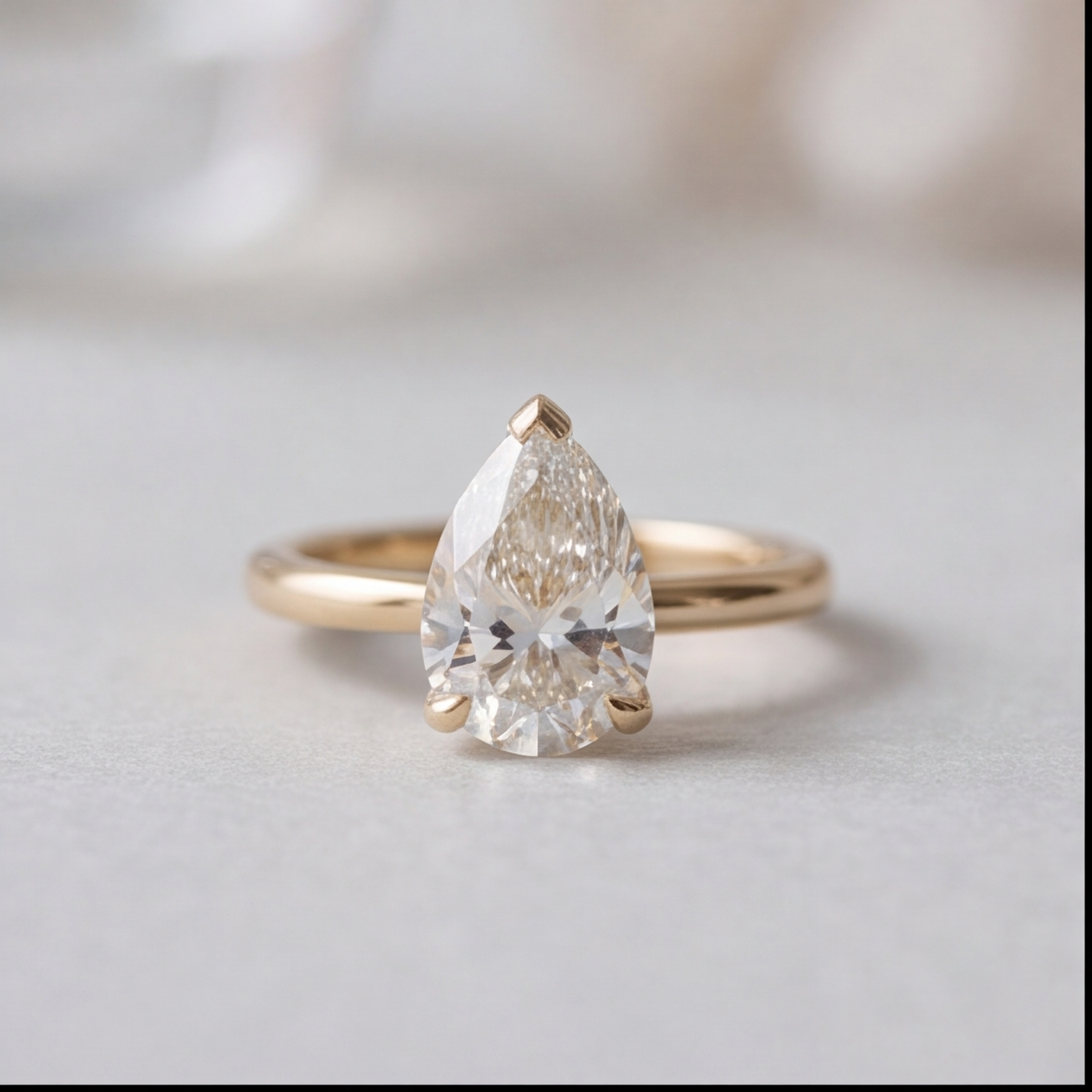 1 Ct. Lab-Grown Diamond Pear Cut Solitaire Engagement Ring (EF-VS)