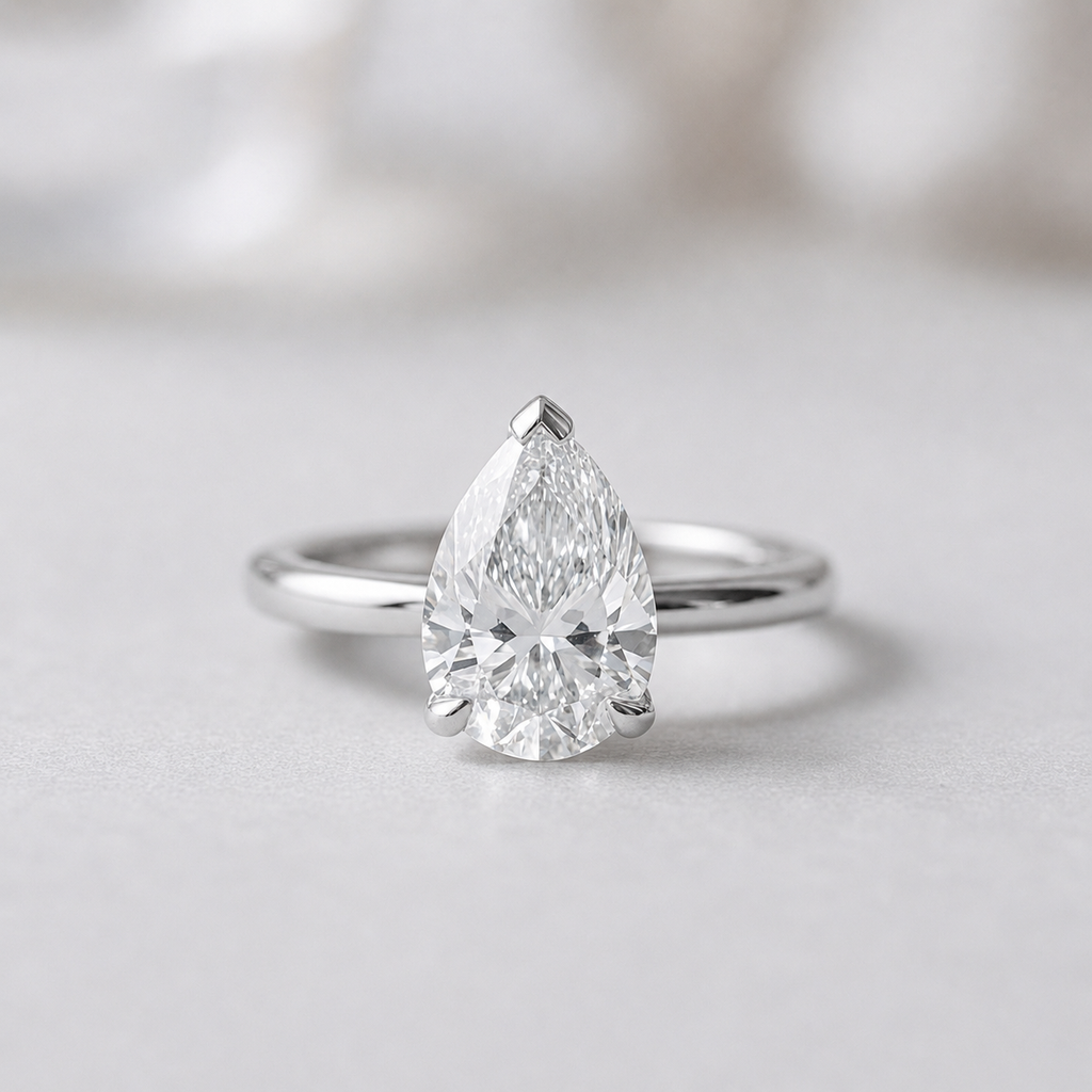 1 Ct. Lab-Grown Diamond Pear Cut Solitaire Engagement Ring (EF-VS)