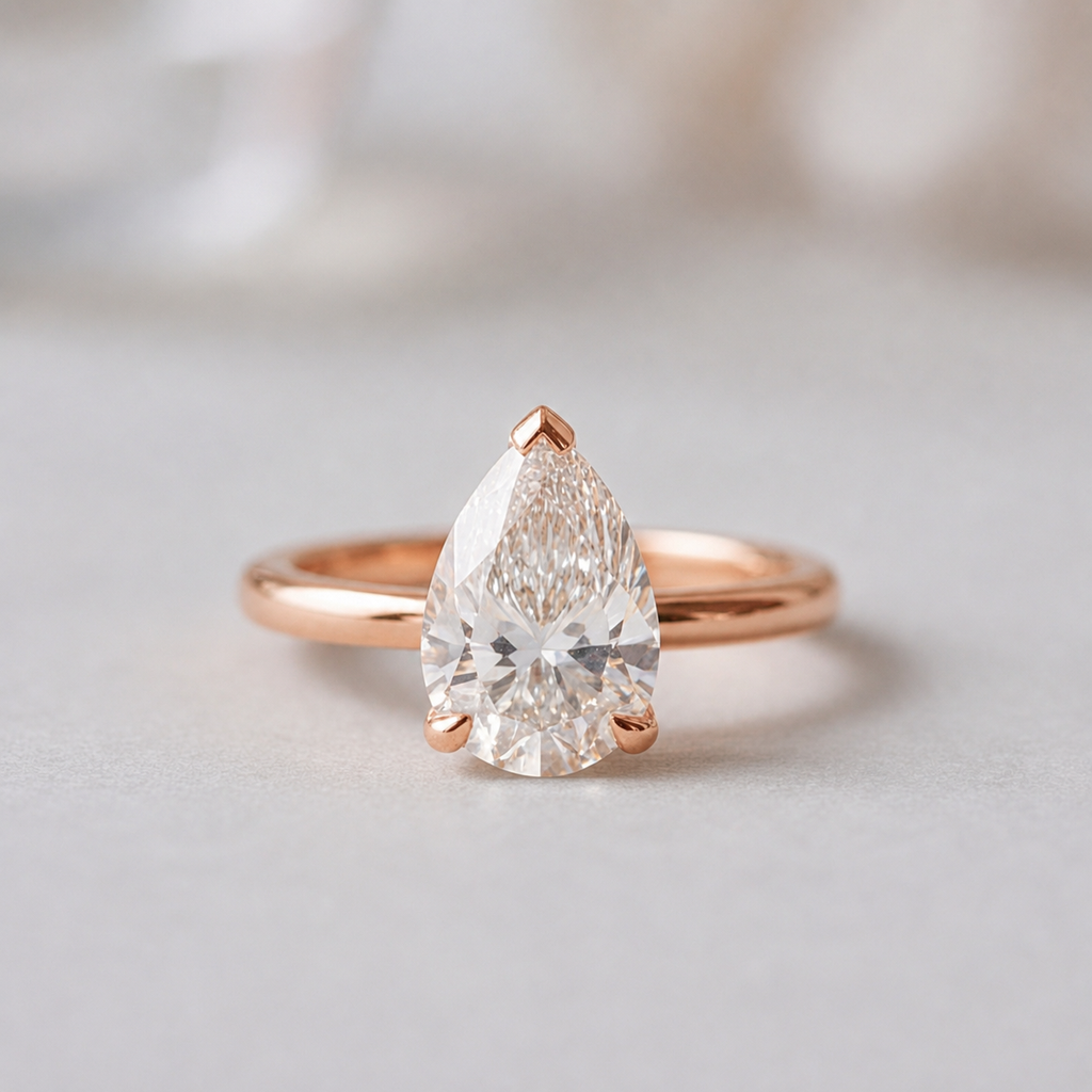 1 Ct. Lab-Grown Diamond Pear Cut Solitaire Engagement Ring (EF-VS)