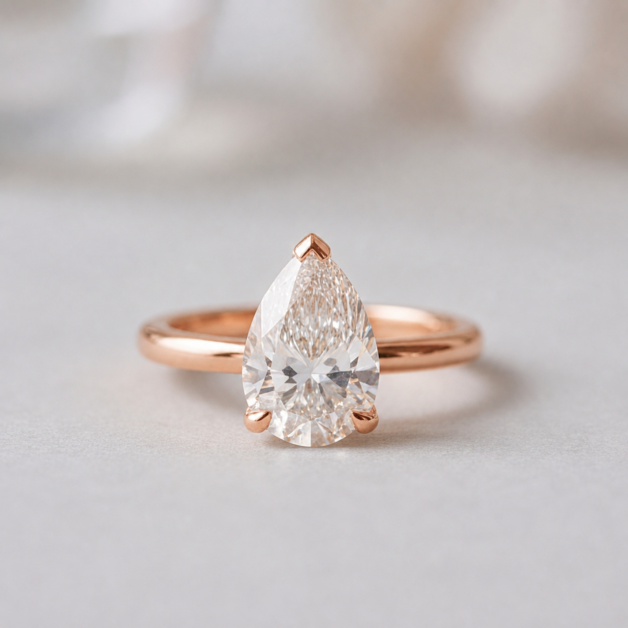 1 Ct. Lab-Grown Diamond Pear Cut Solitaire Engagement Ring (EF-VS)