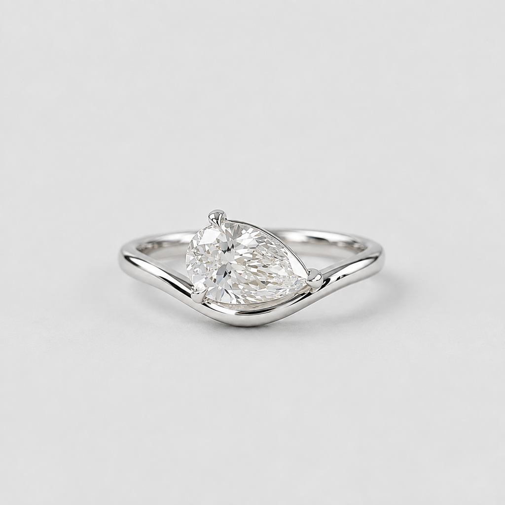 1 Ct. Lab-Grown Diamond Bypass Pear Cut Engagement Ring (VS-EF)