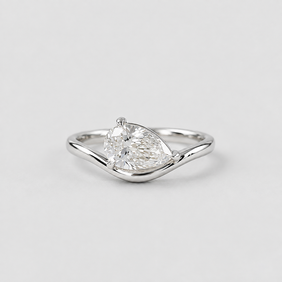 1 Ct. Lab-Grown Diamond Bypass Pear Cut Engagement Ring (VS-EF)