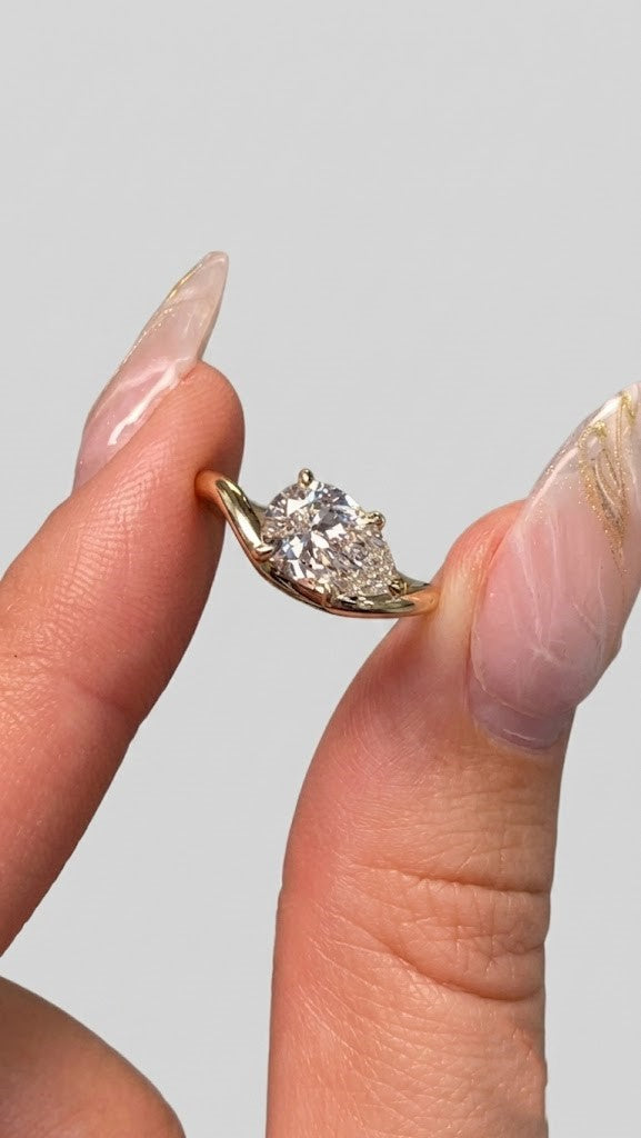 1 Ct. Lab-Grown Diamond Bypass Pear Cut Engagement Ring (EF-VS)