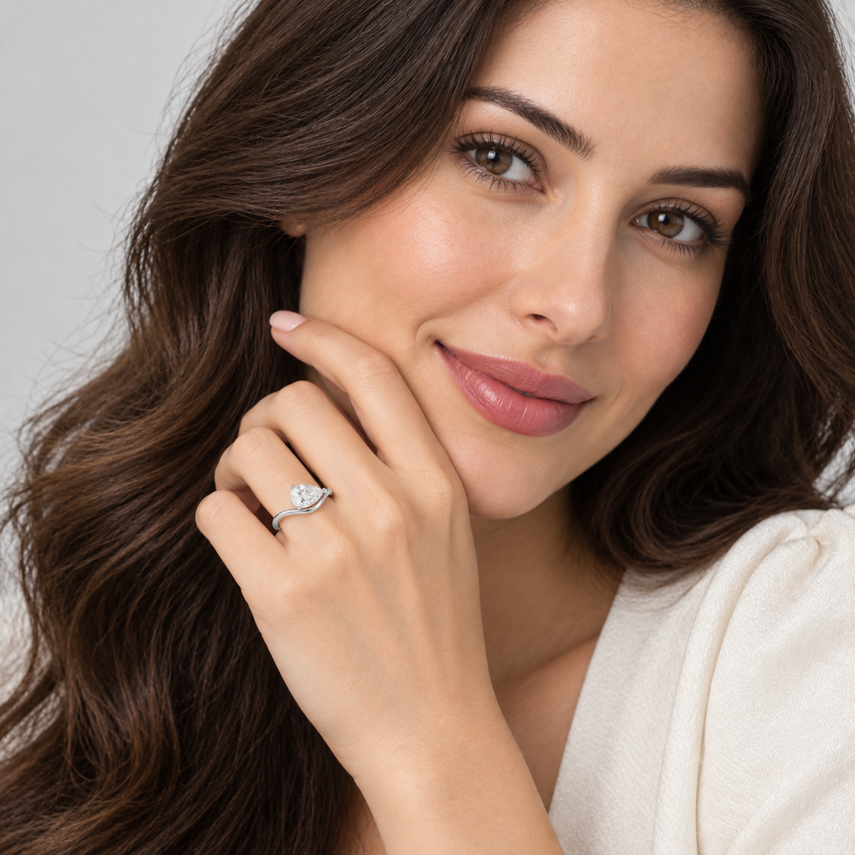 1 Ct. Lab-Grown Diamond Bypass Pear Cut Engagement Ring (VS-EF)